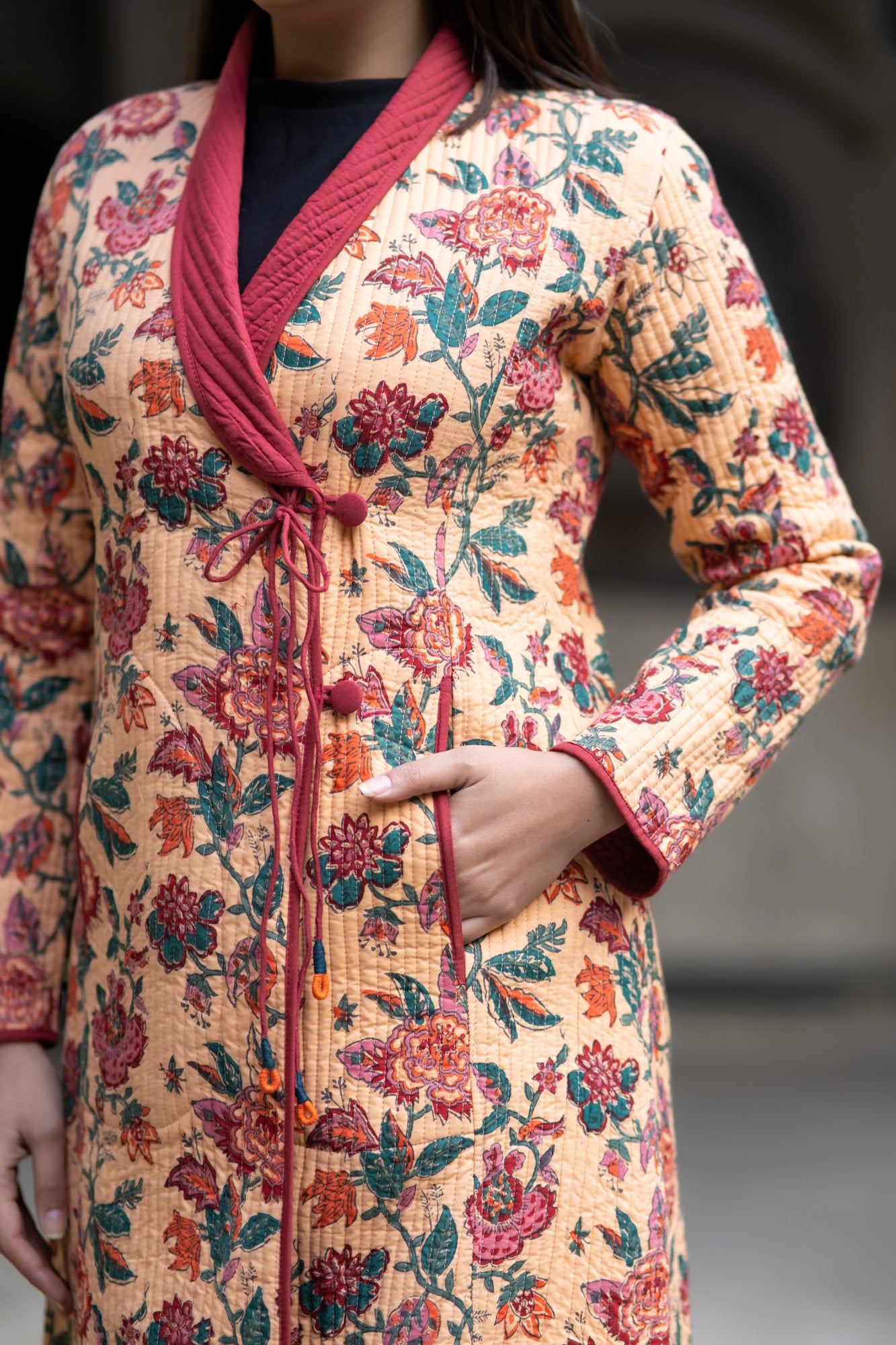 Multicolor Block Printed Angrakha Coat-NVQJ589