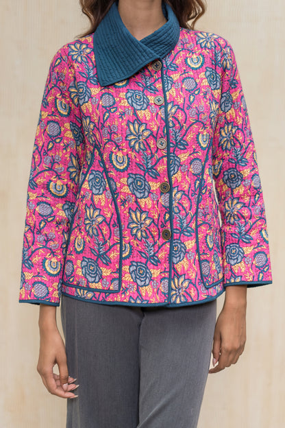 Pink Bukhara Quilted Jacket-NVQJ615