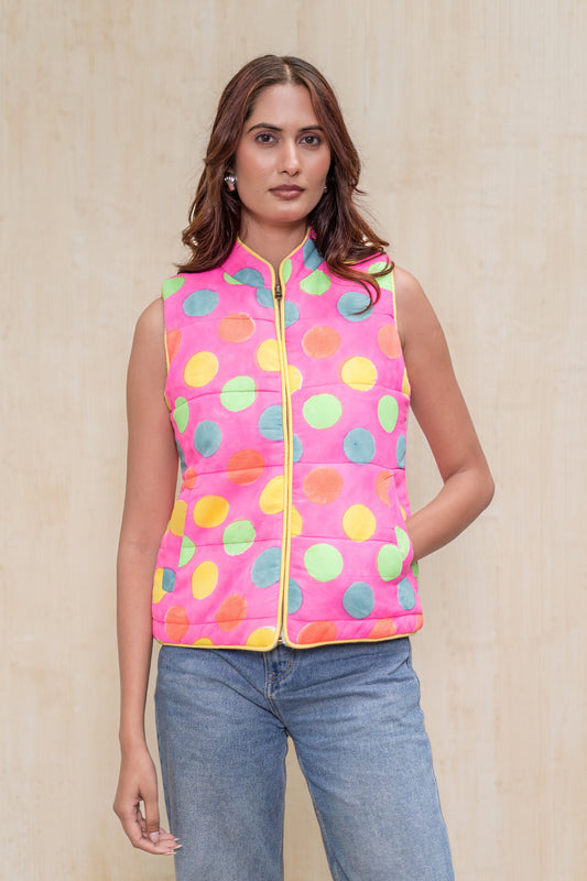 Multicolor Reversible Quilted Jacket-NVQJ617