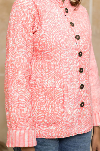 Peach Reversible Quilted Jacket-NVQJ621