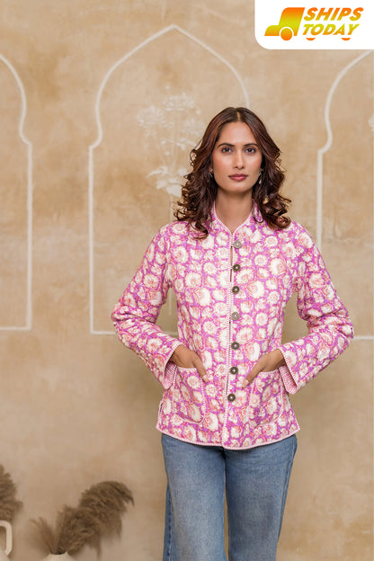 Violet Reversible Quilted Jacket-NVQJ620