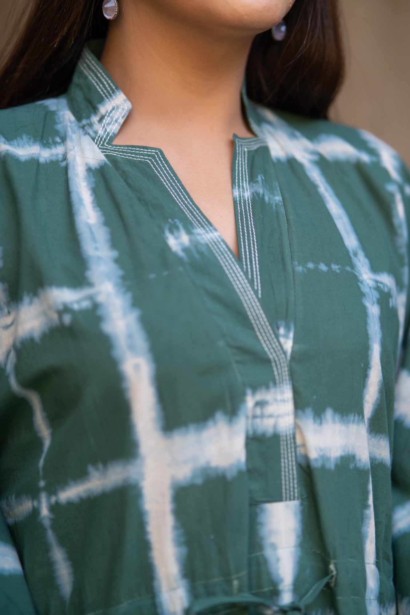 GREEN SHIBORI KAFTAN-NVK515