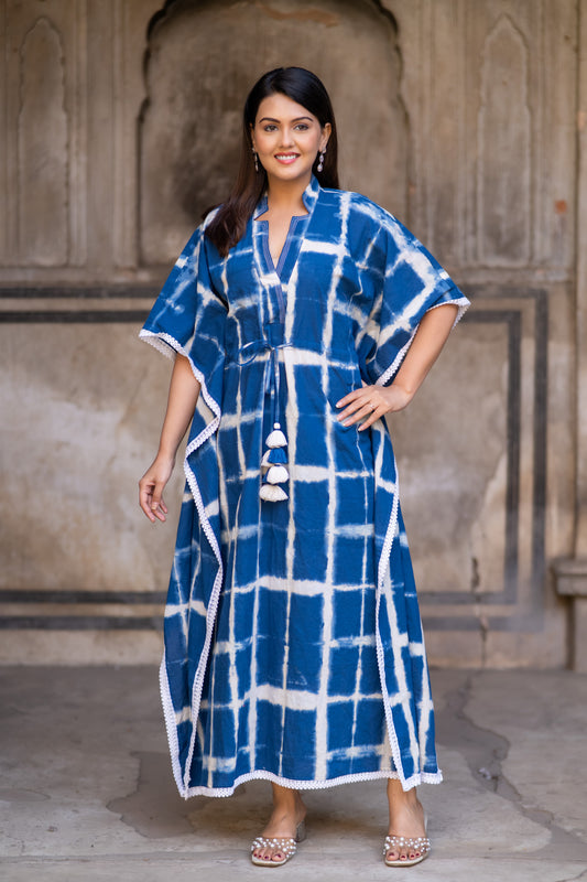 BLUE SHIBORI KAFTAN-NVK516