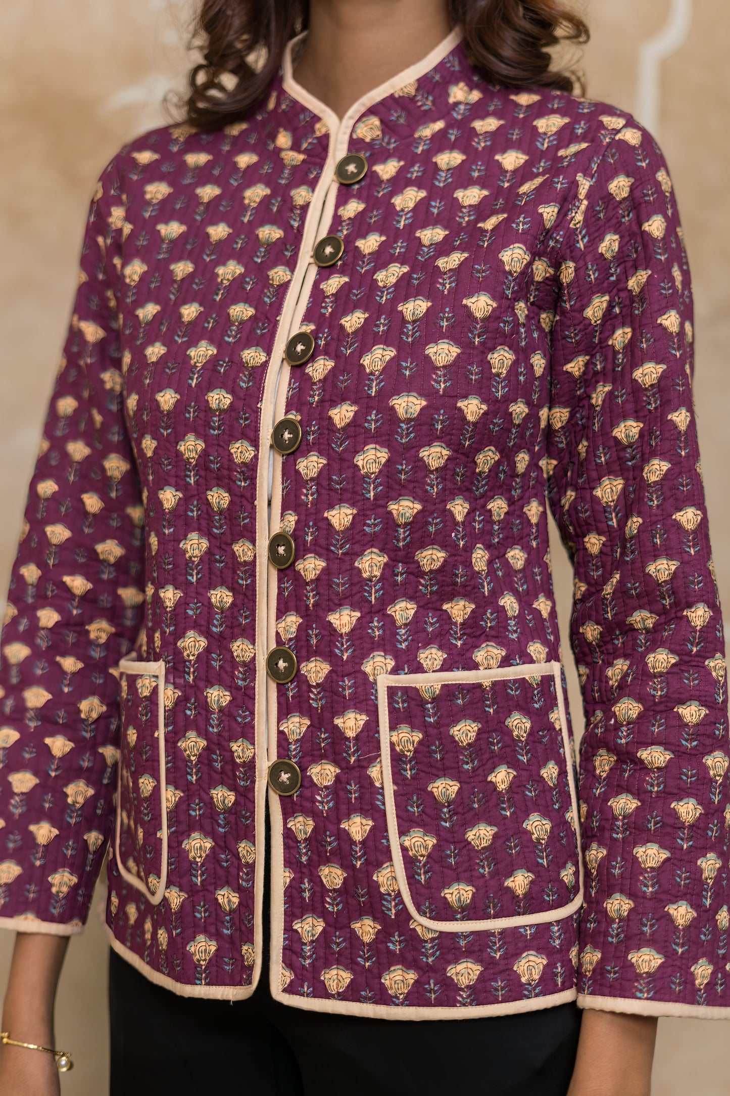 Purple Reversible Quilted Jacket-NVQJ622