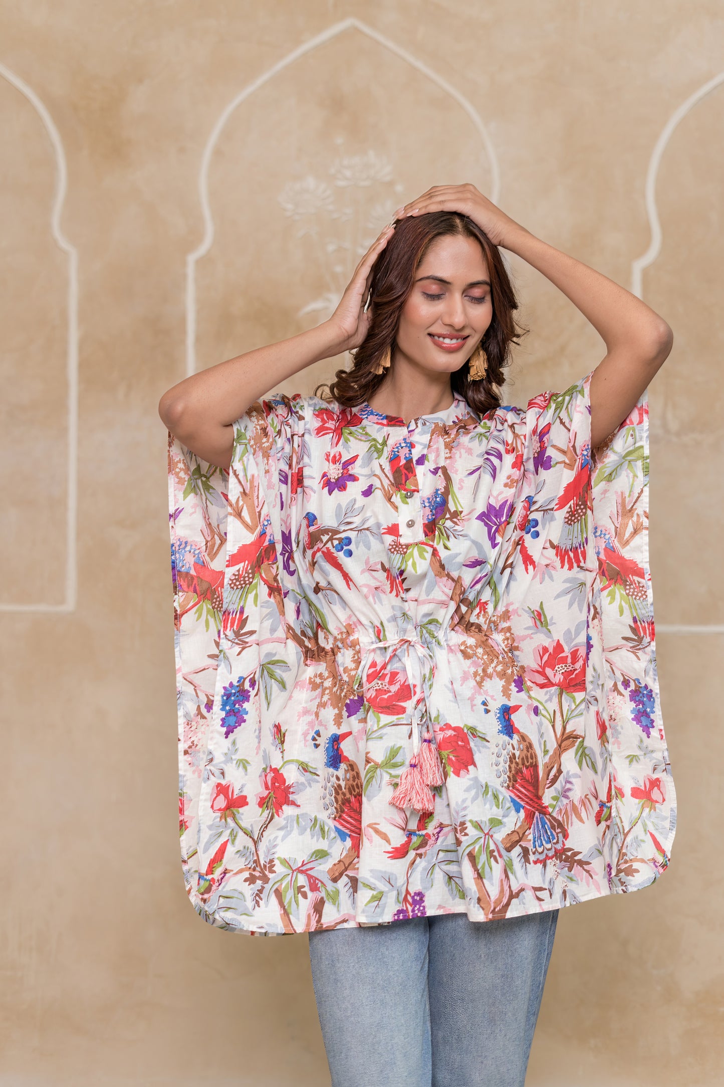 MULTICOLOR PRINTED KAFTAN TOP-NVK540