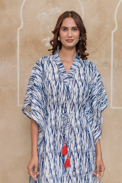 Blue Shibori Kaftan  Dress- NVK549