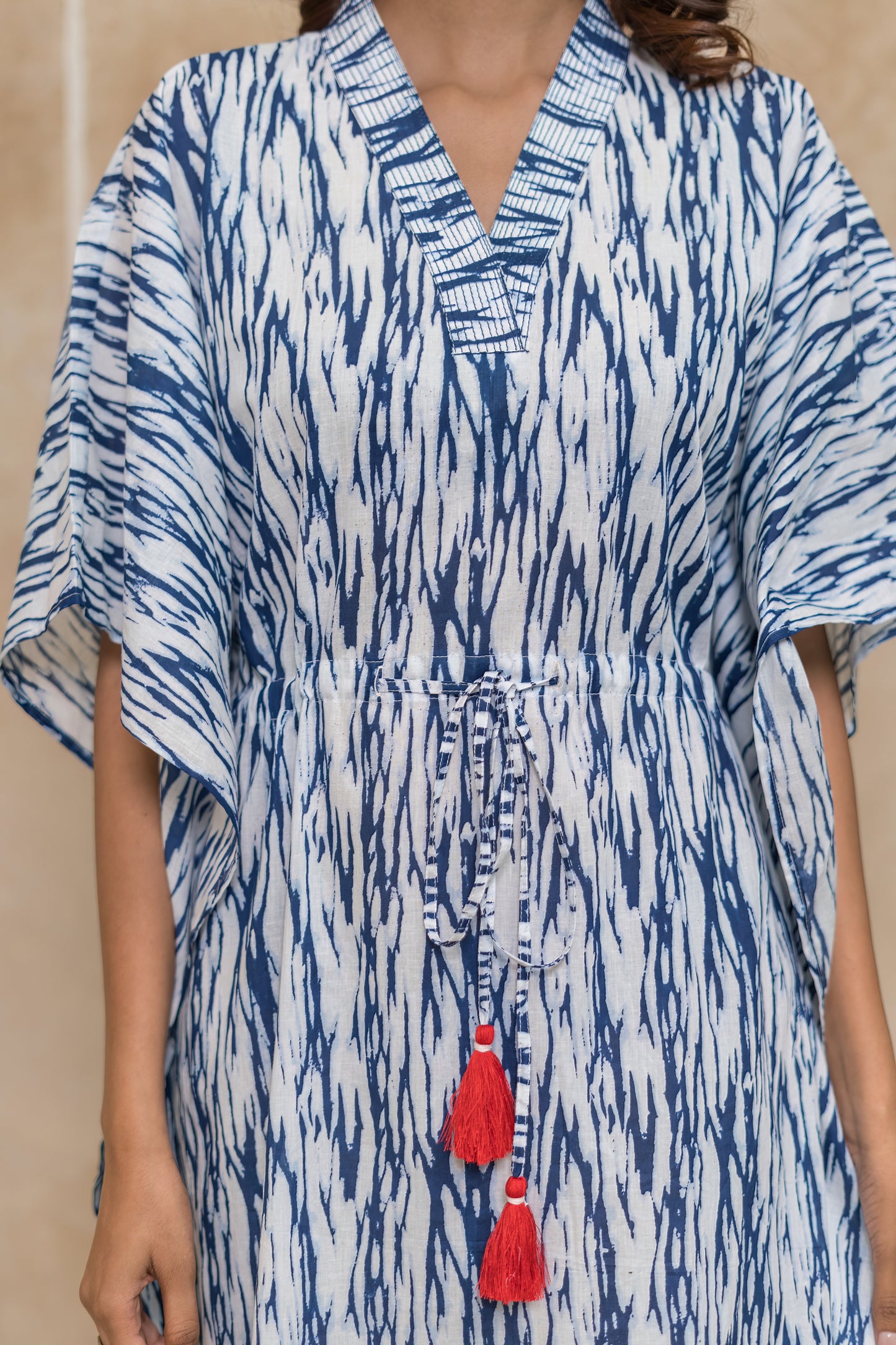 Blue Shibori Kaftan  Dress- NVK549