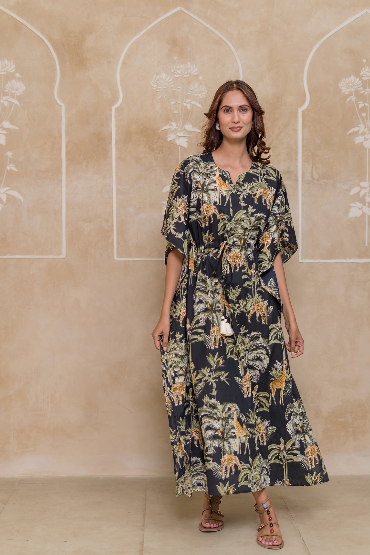 Black Forest Printed Kaftan Dress- NVK551