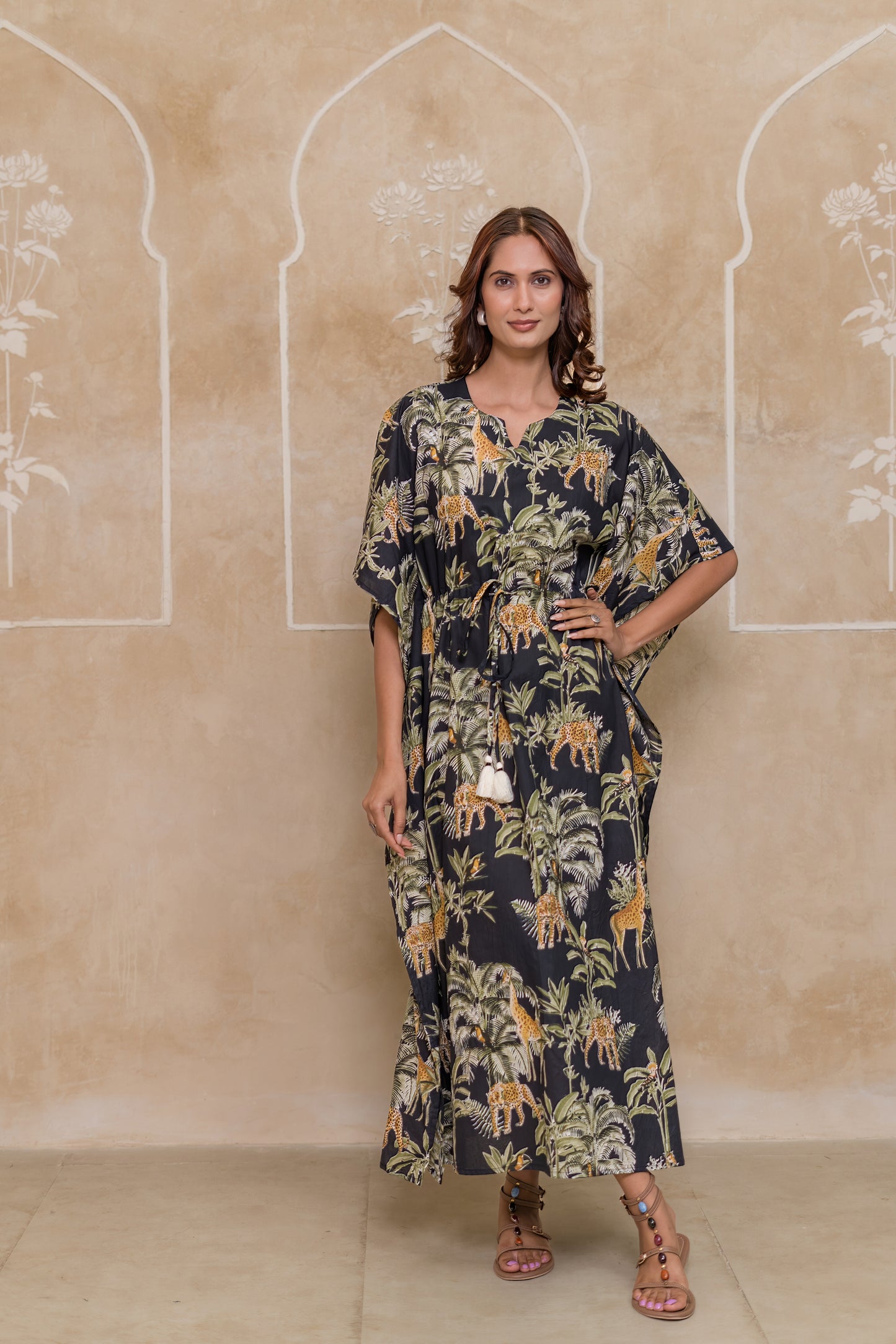 Black Forest Printed Kaftan Dress- NVK551