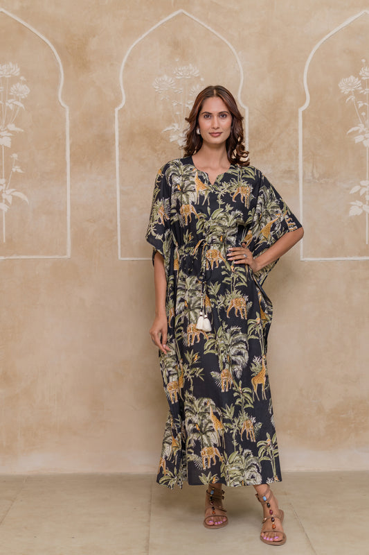 Black Forest Printed Kaftan Dress- NVK551