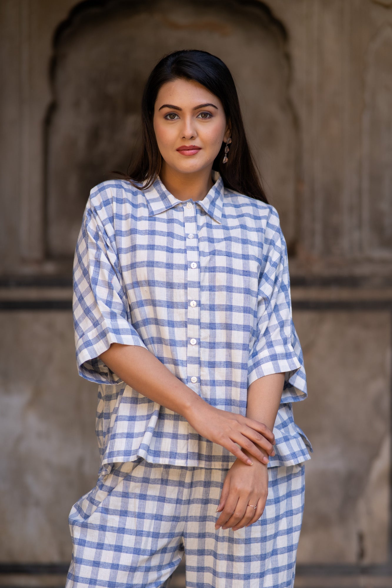 Checks Khari Cotton Co-Ord Set-NVCD31