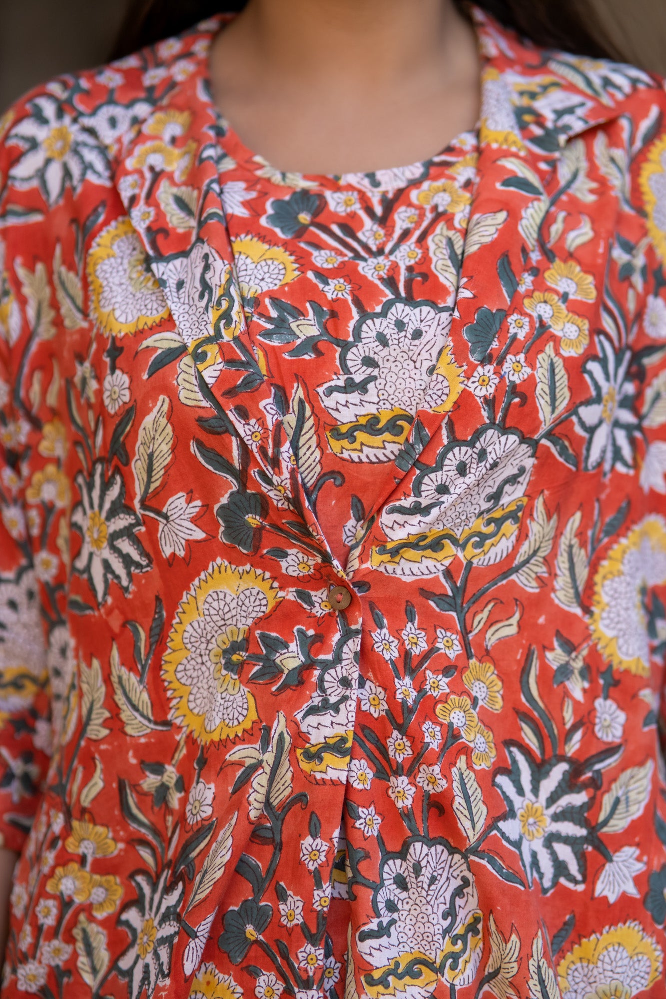 Orange Block Printed Co-Ord Set-NVCD33