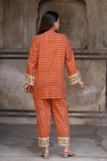 Orange Booti Co-ord Set-NVCD34