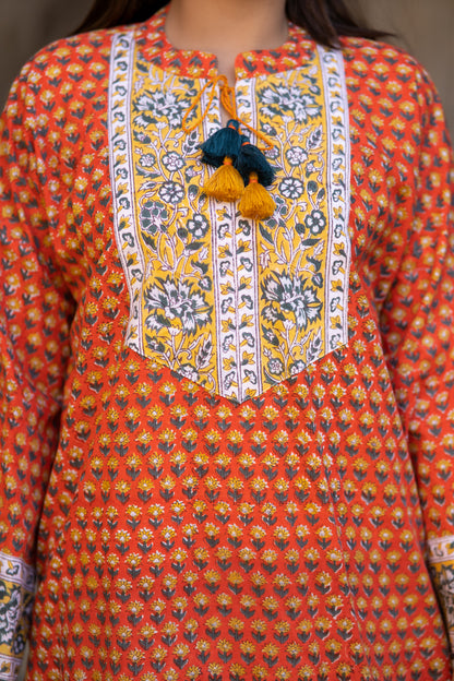 Orange Booti Co-ord Set-NVCD34