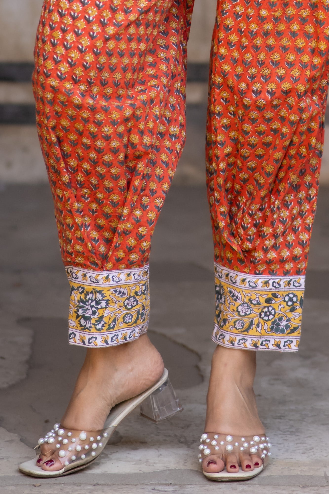 Orange Block Printed Co-Ord Set-NVCD33