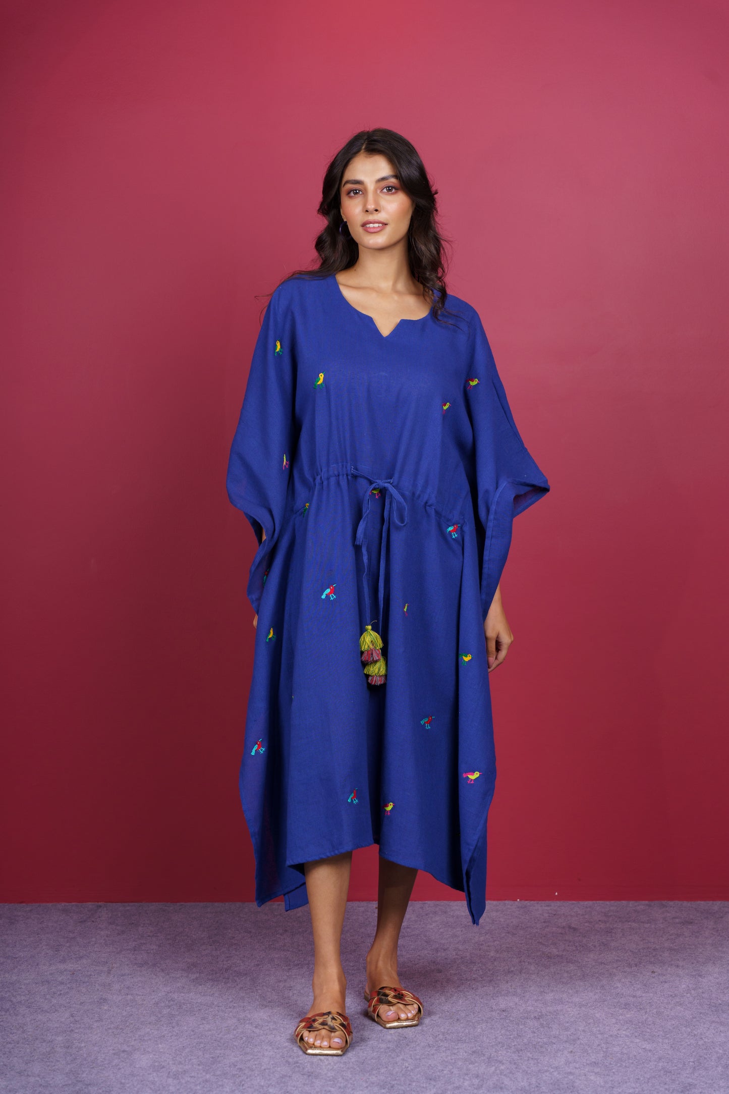 Blue Bird Embroidered Kaftan-NVK533