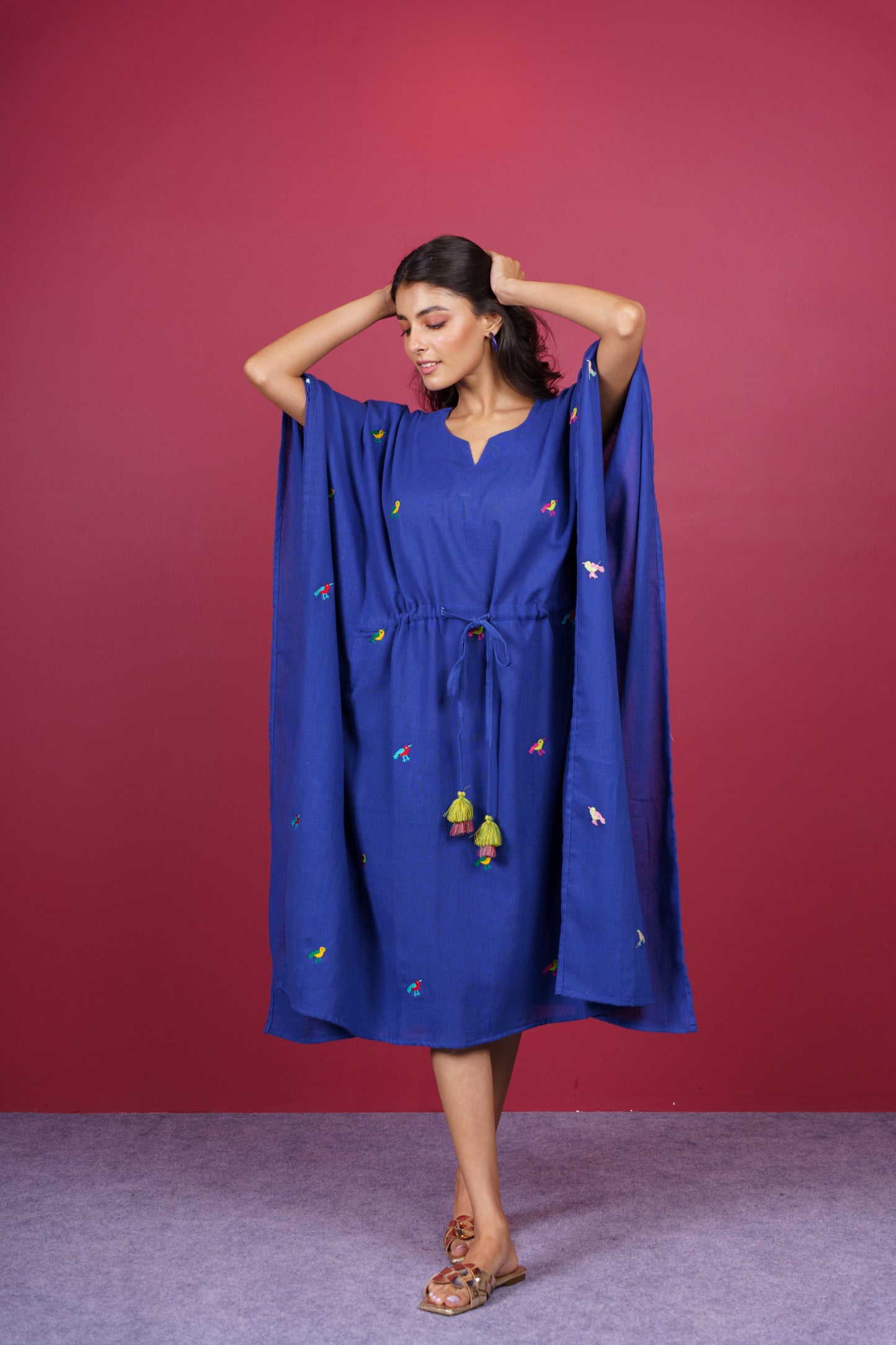 Blue Bird Embroidered Kaftan-NVK533