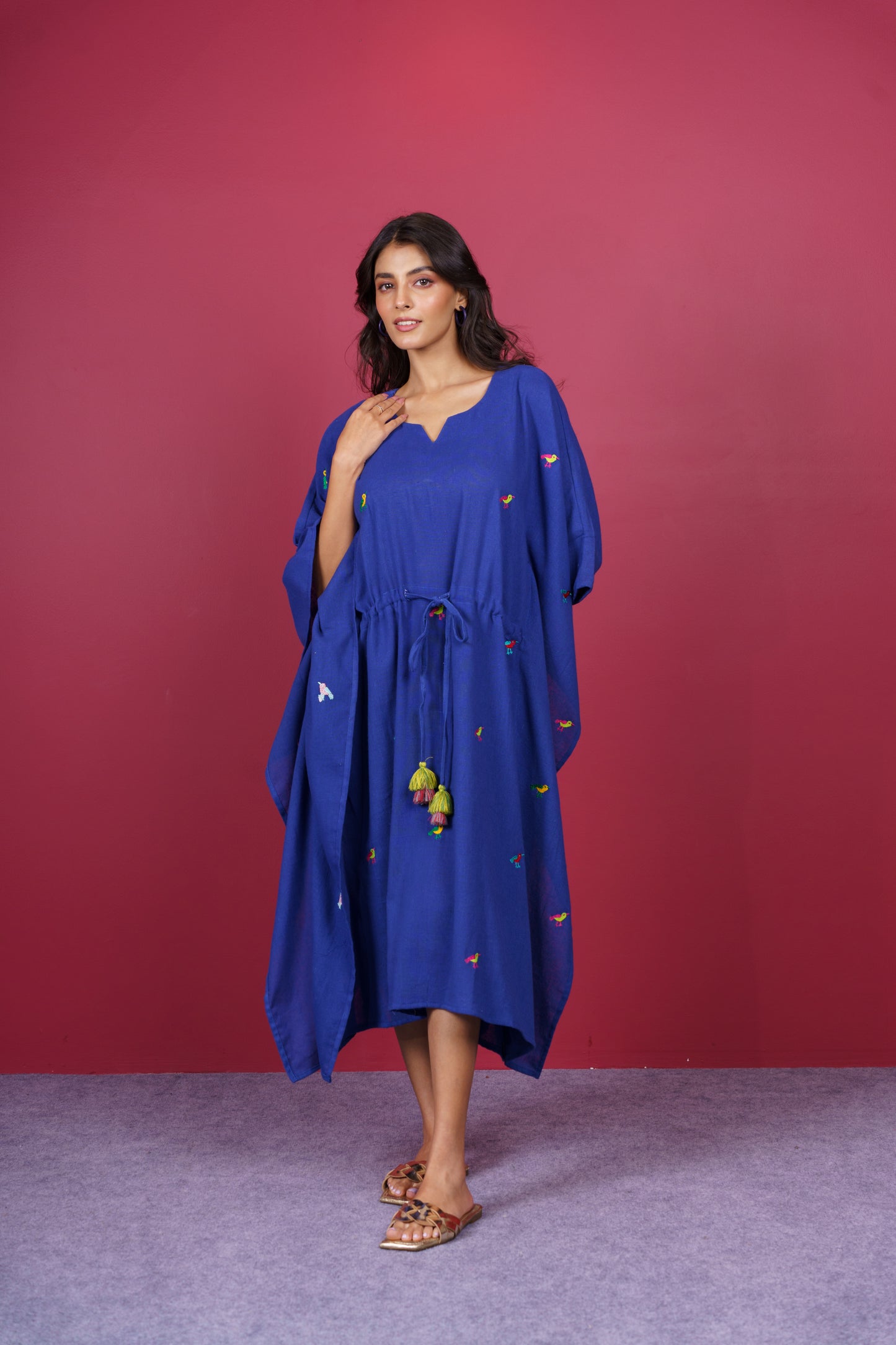 Blue Bird Embroidered Kaftan-NVK533