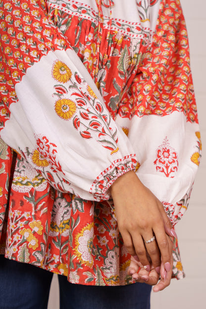 Orange Block Printed Top-NFT147