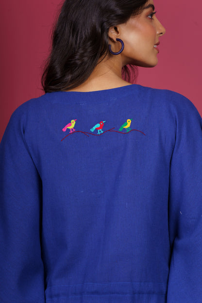 Blue Bird Embroidered Kaftan-NVK533