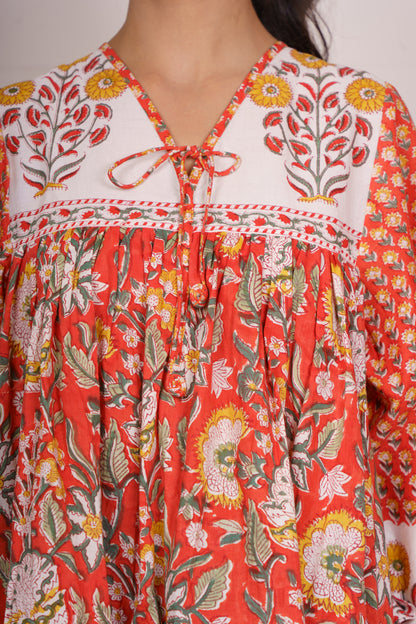 Orange Block Printed Top-NFT147
