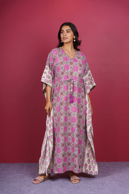 Onion Pink Long Kaftan-NVK535