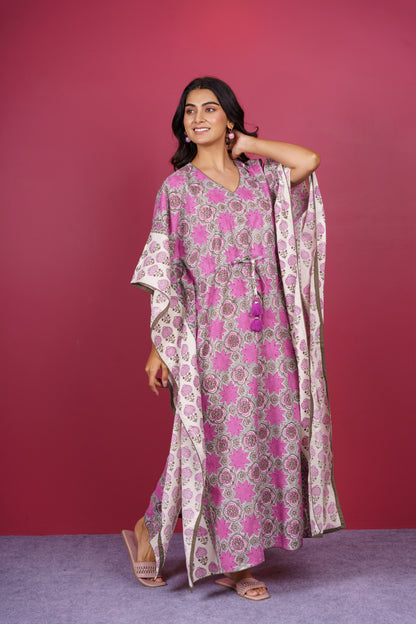 Onion Pink Long Kaftan-NVK535