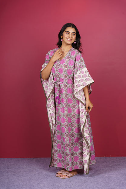Onion Pink Long Kaftan-NVK535
