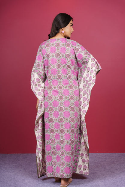 Onion Pink Long Kaftan-NVK535