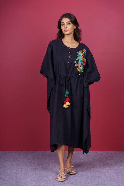 Black Embroidered Kaftan-NVK530