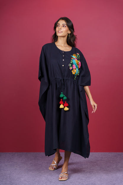 Black Embroidered Kaftan-NVK530