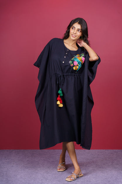 Black Embroidered Kaftan-NVK530