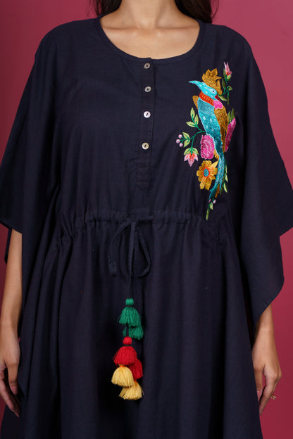 Black Embroidered Kaftan-NVK530