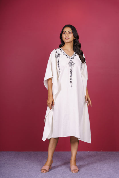 Khari Cotton Embroidered Kaftan-NVK529
