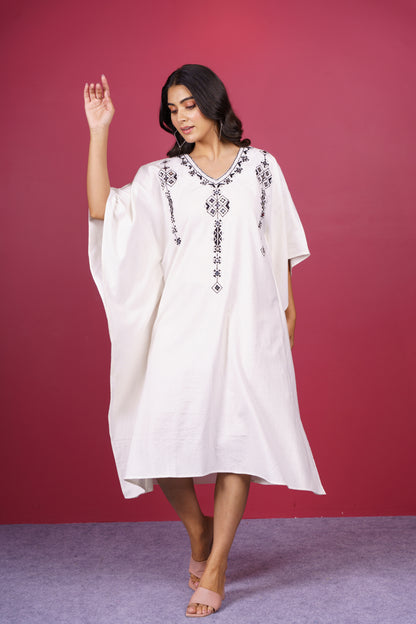 Khari Cotton Embroidered Kaftan-NVK529