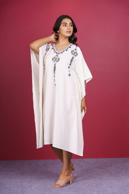 Khari Cotton Embroidered Kaftan-NVK529
