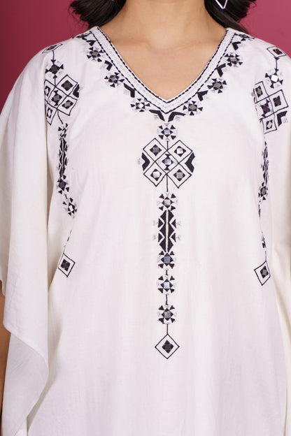 Khari Cotton Embroidered Kaftan-NVK529