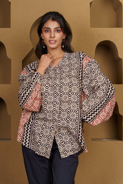 Printed Boho Cotton Shirt Top-NFT139