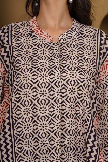 Printed Boho Cotton Shirt Top-NFT139