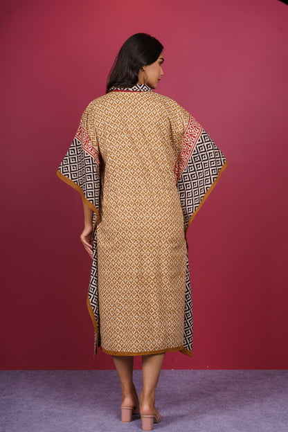 Bagru Collar Kaftan-NVK525