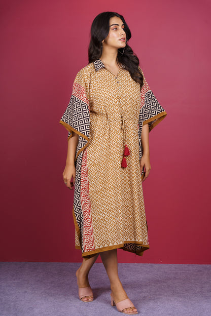 Bagru Collar Kaftan-NVK525