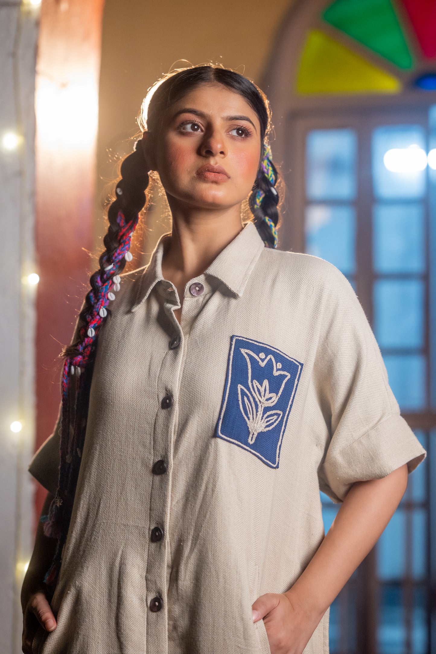 Handloom Khari Embroidered Kaftan - NVK556