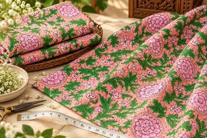 FLORAL HAND BLOCK PRINTED COTTON FABRIC-HF6462