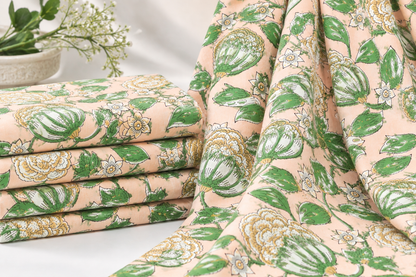 FLORAL HAND BLOCK PRINTED COTTON FABRIC-HF6467