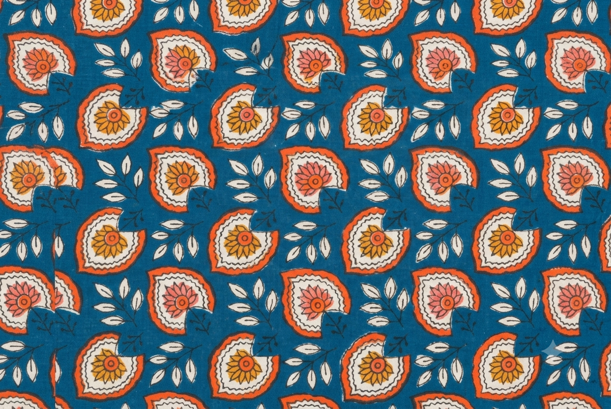 FLORAL HAND BLOCK PRINTED COTTON FABRIC