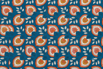 FLORAL HAND BLOCK PRINTED COTTON FABRIC