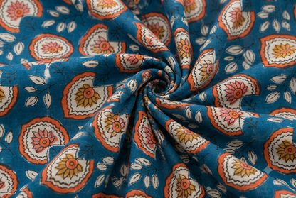 FLORAL HAND BLOCK PRINTED COTTON FABRIC