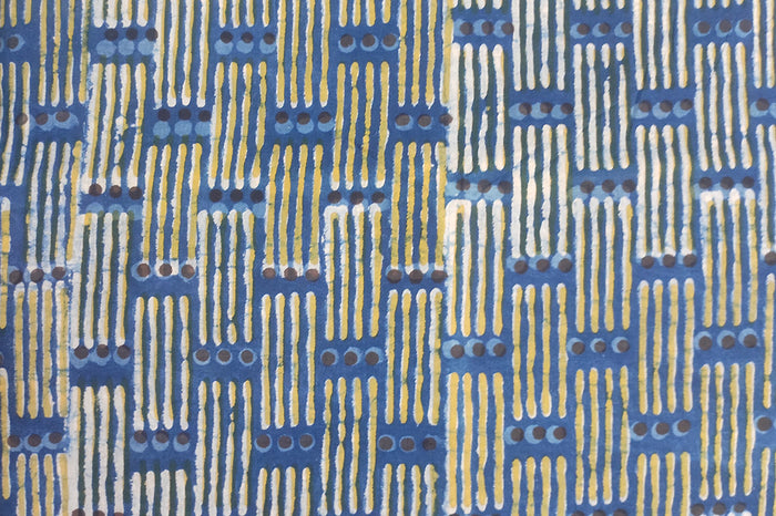 BAGRU BLUE HAND BLOCK PRINTED COTTON FABRIC-HF6379