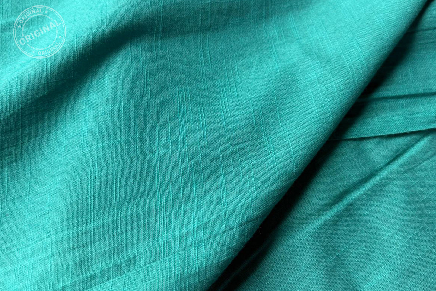 Peacock Green Slub Cotton Material for Dressmaking, Craft & Decor Fabric HF6428