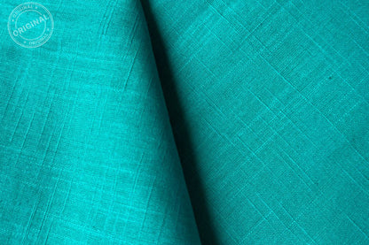 Peacock Green Slub Cotton Material for Dressmaking, Craft & Decor Fabric HF6428